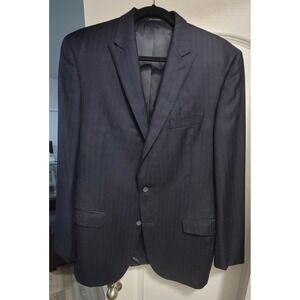 Cremiuex Mens Loro Piana Navy Blue Shadow Stripe‎ Two Button Sportcoat Size 42L